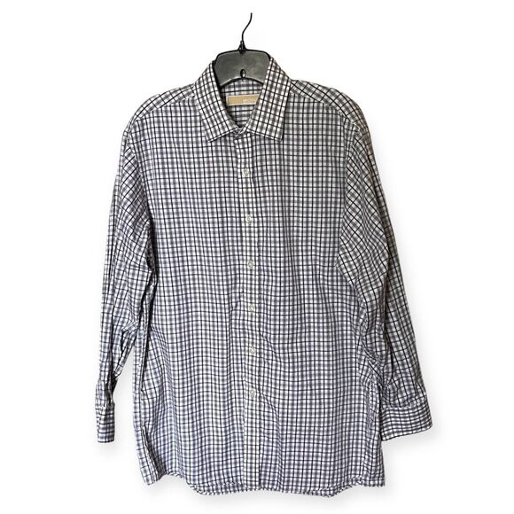 Michael Michael Kors 100% Cotton Black/White Long Sleeve Button Shirt Size 16.5 - Picture 1 of 11